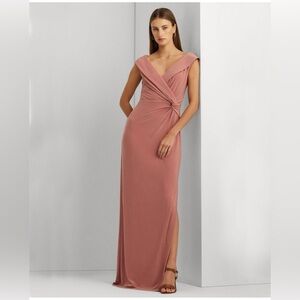 Ralph Lauren Jersey off the Shoulder dress, Mahogany Pink, Size 10